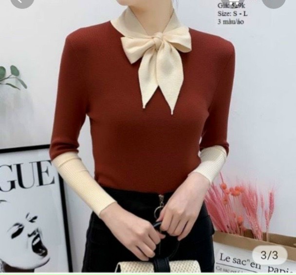 Áo gân tay dài phối 2 màu siêu hít phong cách đông xuân TTSLA0344