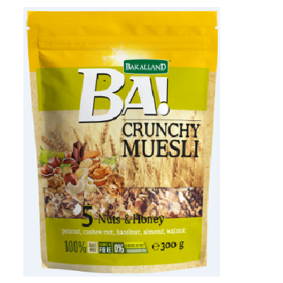 [HCM]Ngũ cốc sấy giòn nhiều trái cây Bakalland Muesli  5 Nuts & Honey 300g