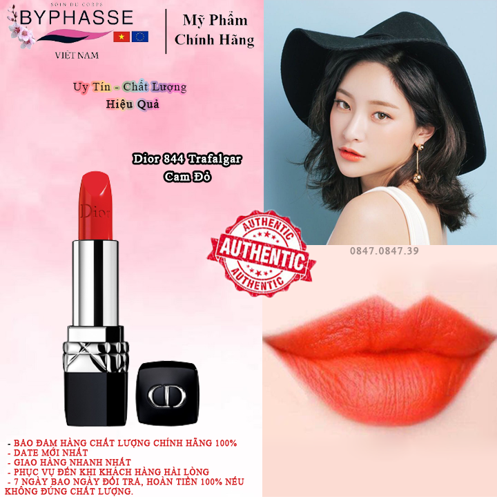 Son Dior 844 Trafalgar Màu Cam Đỏ