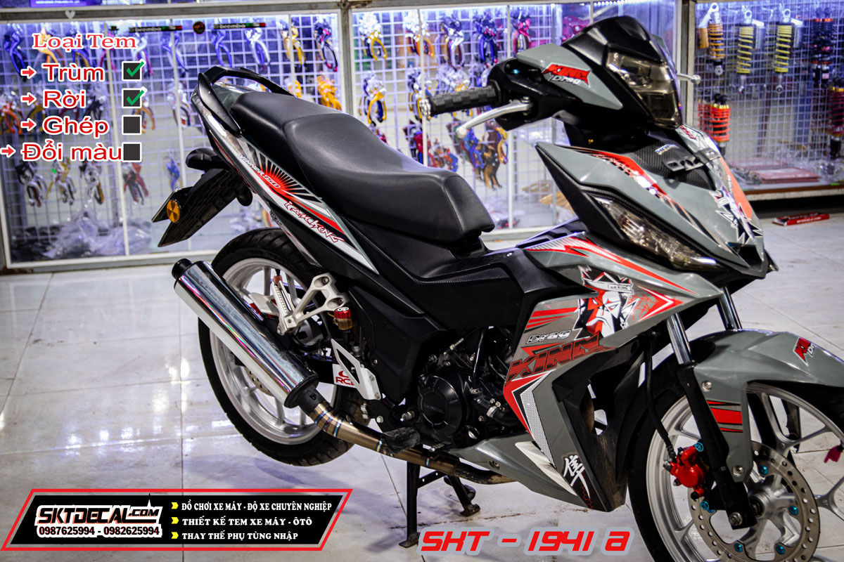 Tem rời winner 150 xám xi măng king drag