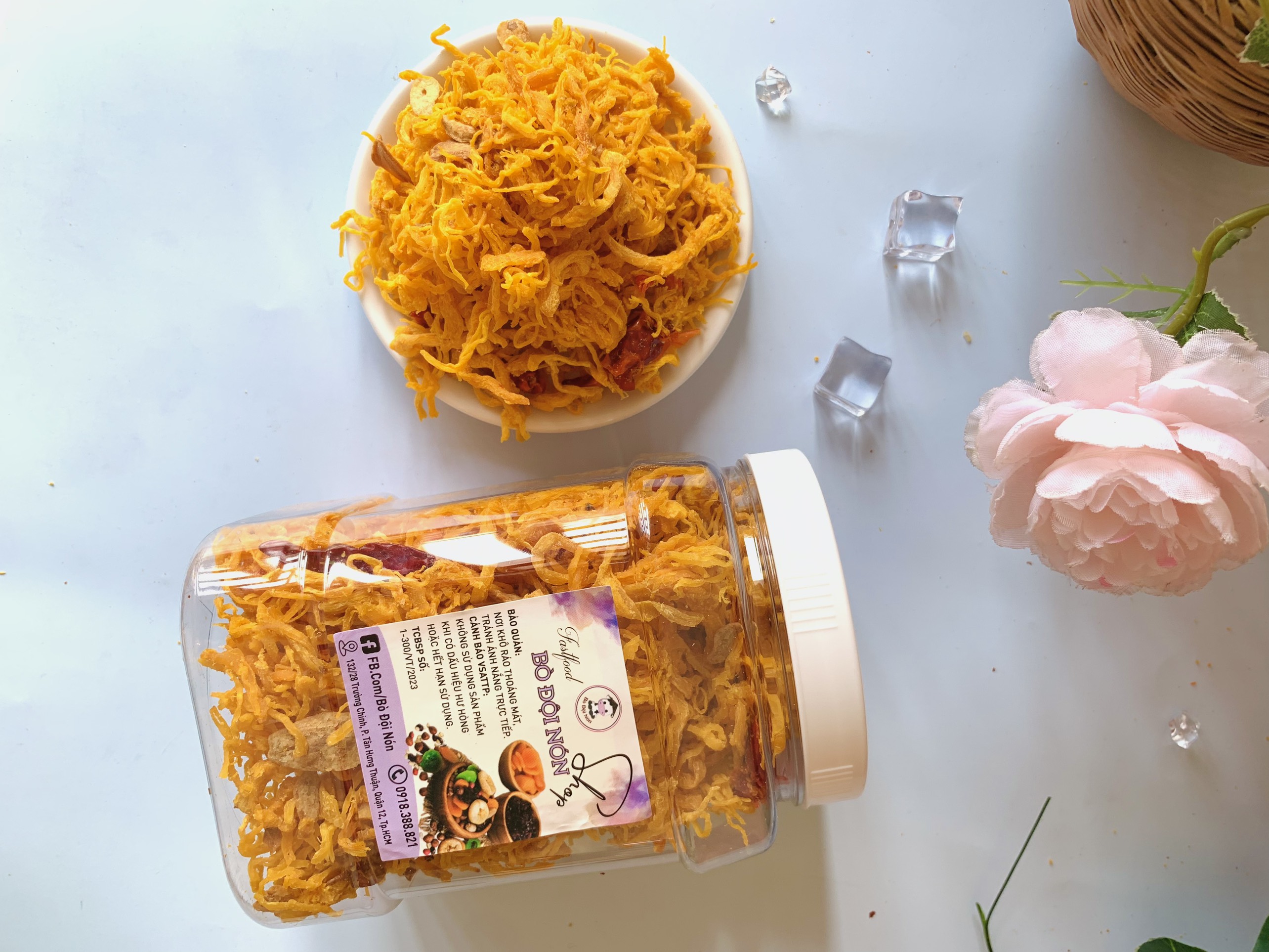 500G KHÔ GÀ BƠ TỎI BÒ ĐỘI NÓN