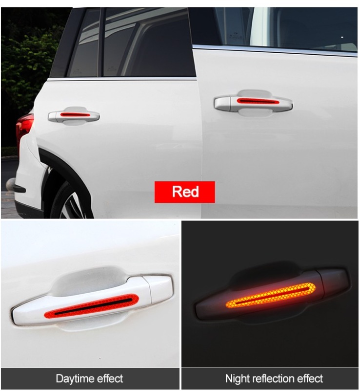 Bộ 4 tem decal phản quang tay nắm cửa xe ô tô