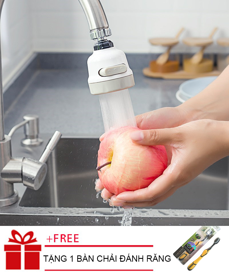 [ TẶNG 1 BÀN CHẢI ] Đầu nối tăng áp vòi rửa bát - vòi rửa chén tăng áp xoay 360 độ, Vòi nước tăng áp - Vòi rửa bát - vòi chậu rửa bát- Đầu Vòi Tăng Áp Rửa Chén Bát, Điều Hướng Xoay 360 Độ, 3 Chế Độ, Tiết Kiệm Nước