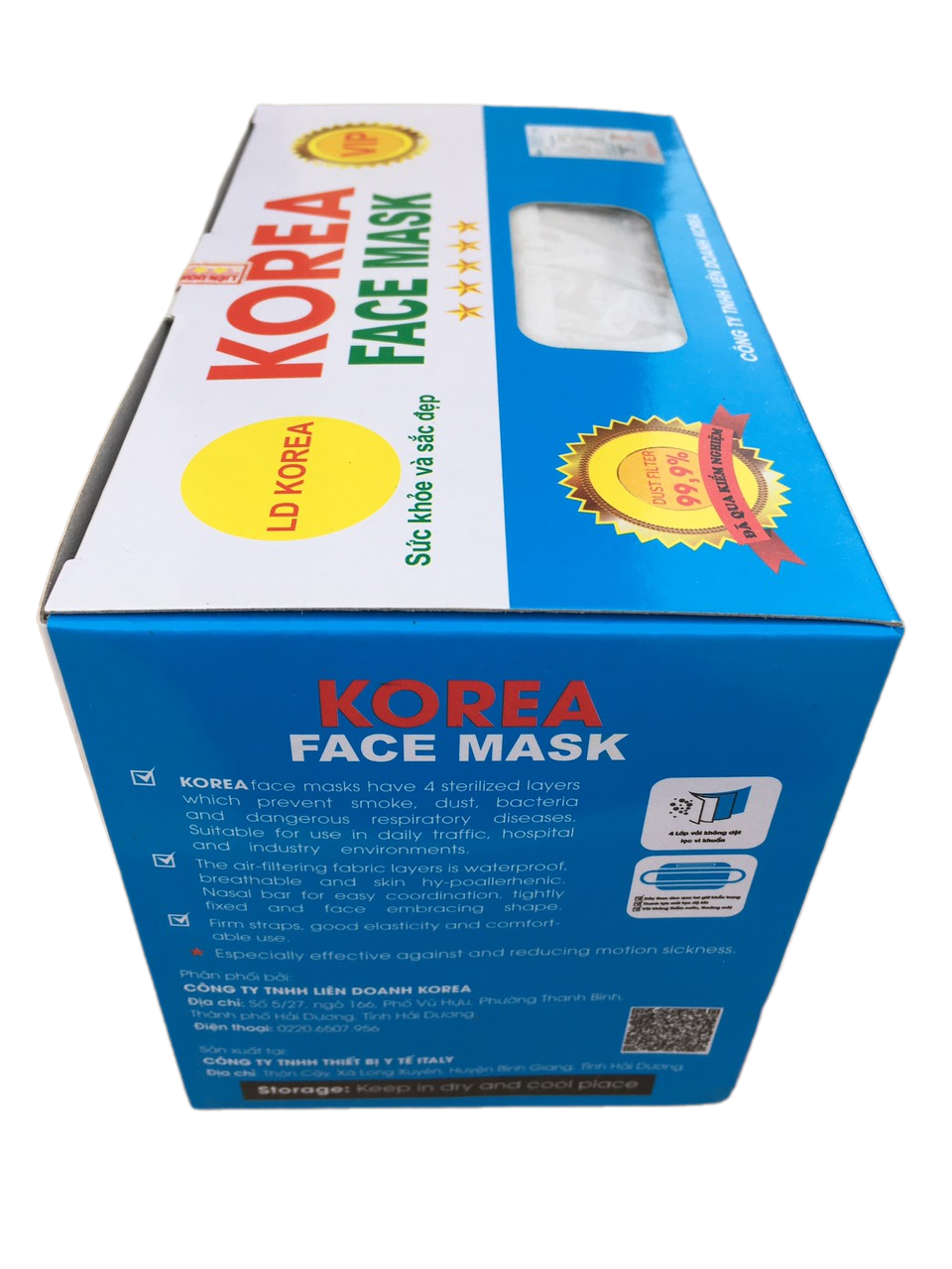 KHẨU TRANG Y TẾ KOREA, 4 LỚP, KHÁNG KHUẨN (HỘP/50 CHIẾC/5 TÚI NILON )