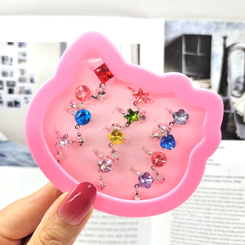 hộp 12 chiếc nhẫn đá cho bé đẹp mắt