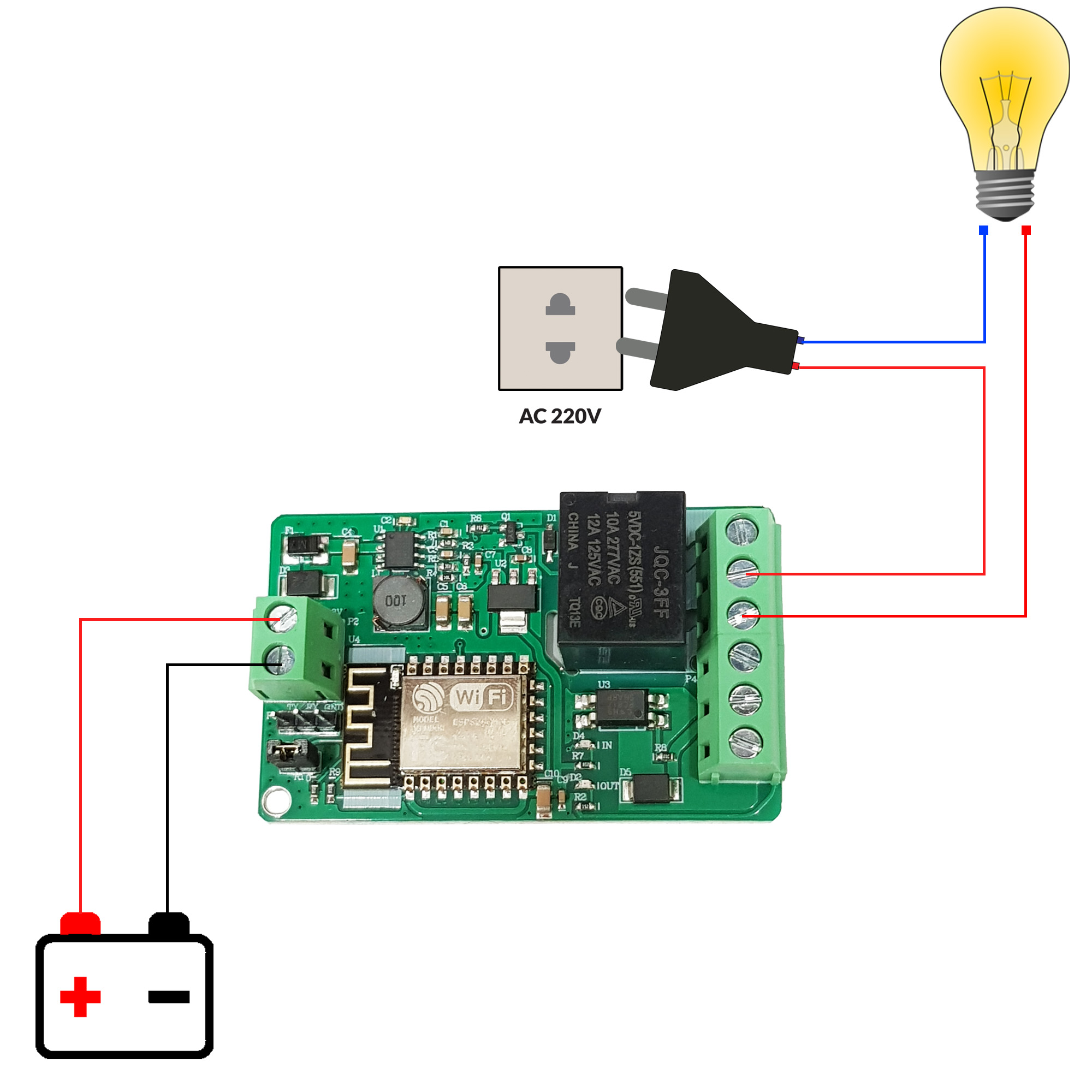 Mạch điều khiển wifi relay ESP8266 V12