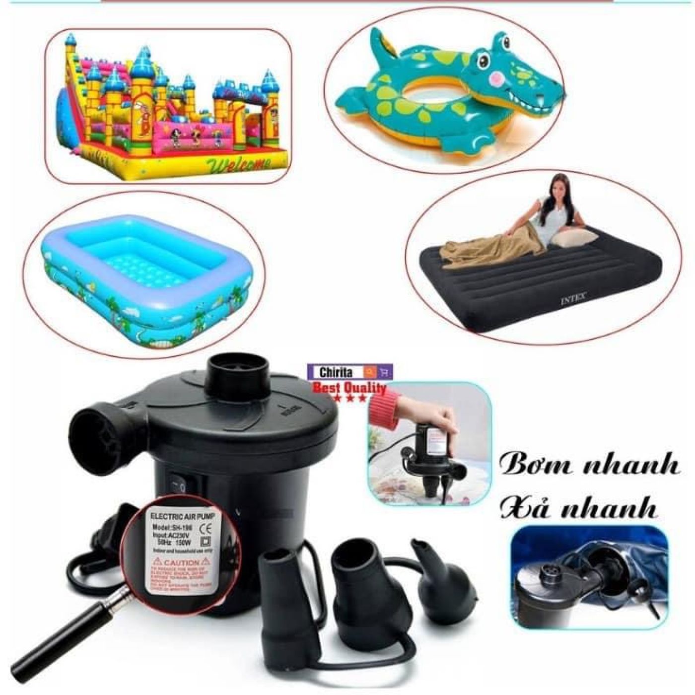 BƠM ĐIỆN 2 CHIỀU DÙNG ĐỂ BƠM PHAO, BƠM BỂ