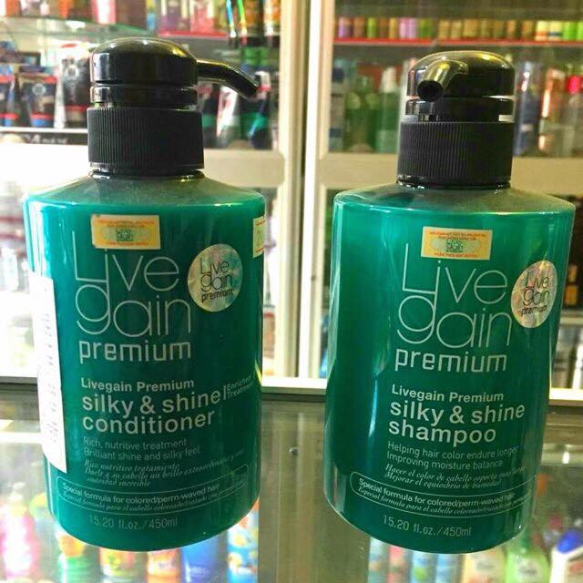 [HCM]DẦU GỘI XẢ LIVEGAIN PREMIUM SILKY & SHINE CHĂM SOC TOC 450ML*2
