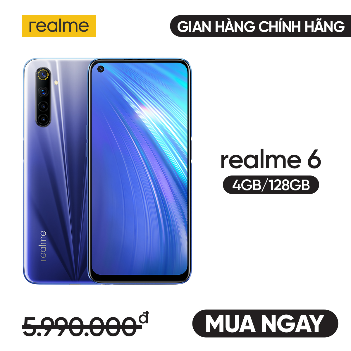 TRẢ GÓP 0% Điện thoại Realme 6 (4GB/128GB) - Màn...