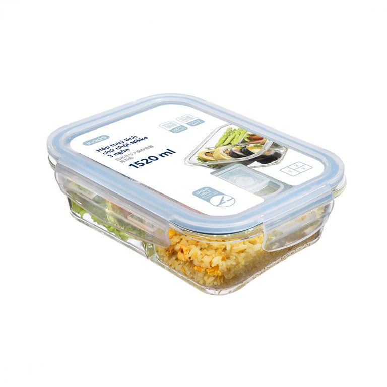 Hộp thủy tinh chữ nhật Nikko 1520 ml (2 ngăn và 3 ngăn)