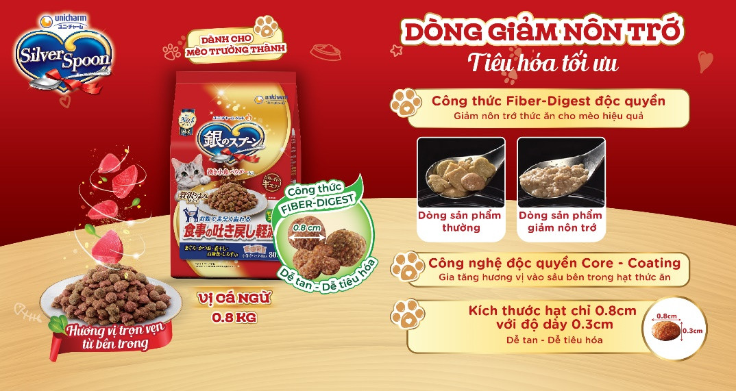 Thức Ăn Hạt Cho Mèo Silver Spoon (Unicharm Nhật Bản) 1KG - [Nông Trại Thú Cưng]