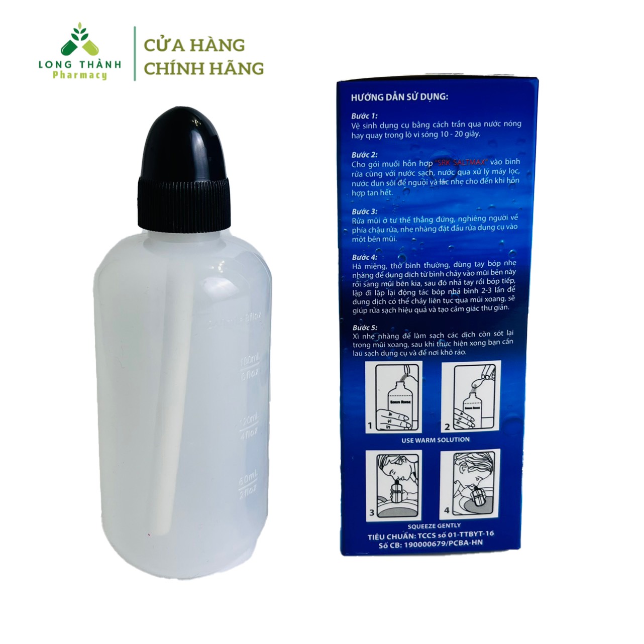 Bình rửa mũi SRK Saltmax ( Bình 240ml kèm 10 gói muối )