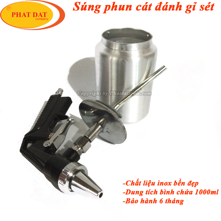 Sung Phun Cát Đánh Gỉ Sét Cầm Tay Có Bình Chứa 1000ml-Sung Phun Cát