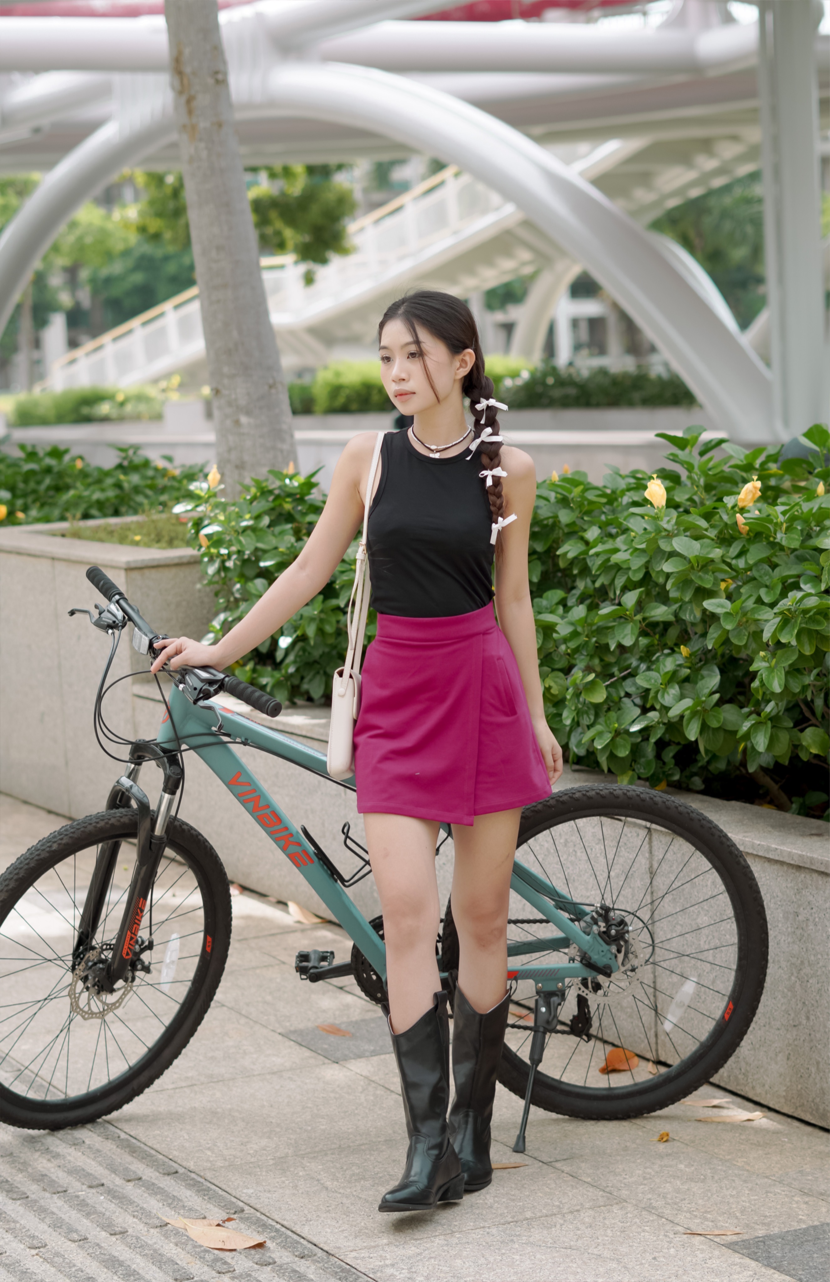 Quần đùi thun giả váy túi mổ