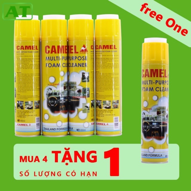 [MUA 4 TẶNG 1] Combo 4 Chai Xịt Bọt Đa Năng Vệ Sinh Ghế Da Nội Thất Ô Tô Foam Cleaner Màu Vàng