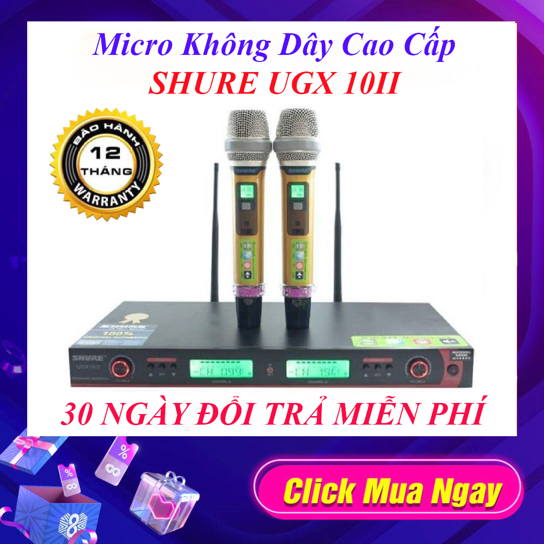Mua Micro Karaoke, Micro Không Dây- Micro không dây cao cấp Shure UGX10 II-Micro không dây bảo hành 12 tháng