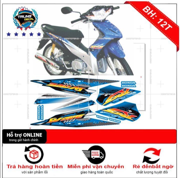 Tem rời xe wave RS 110 xanh đen