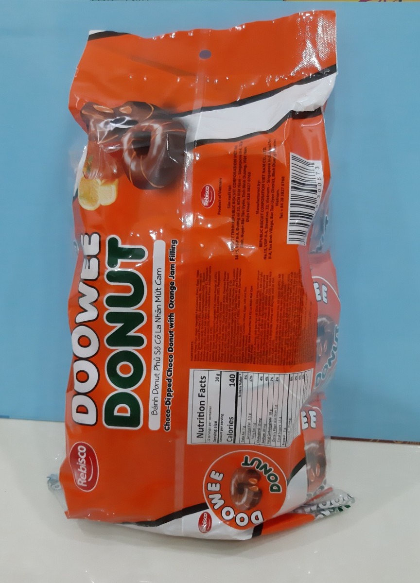 BÁNH DOOWEE DONUT SOCOLA NHÂN MỨT CAM l 12 Cái/Bịch