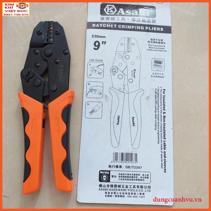 Kìm bấm đầu cos pin Asaki AK-9123 0.5 ~ 6mm2(Kìm bấm đầu cote Asaki)