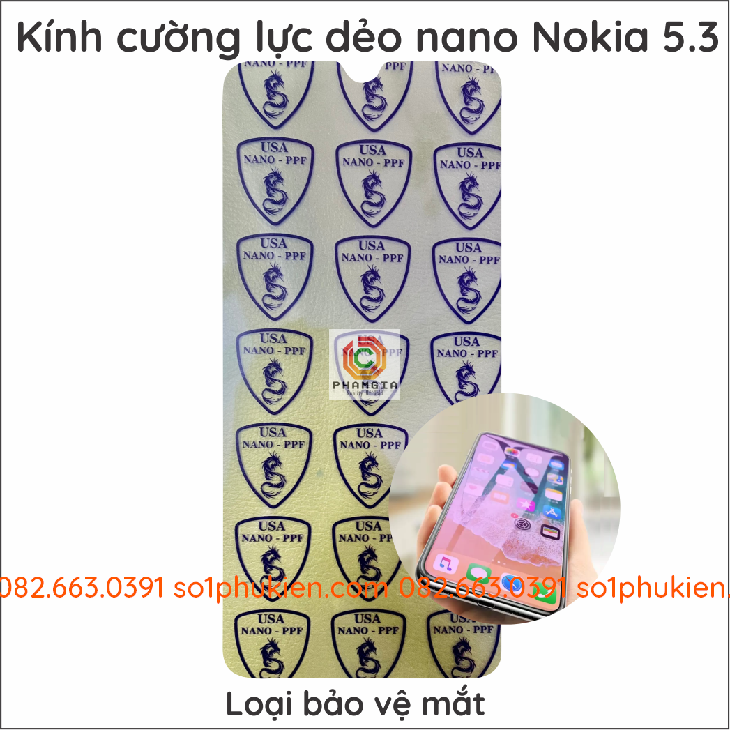 Dán cường lực Nokia 5.3 nano dẻo siêu bền siêu đẹp