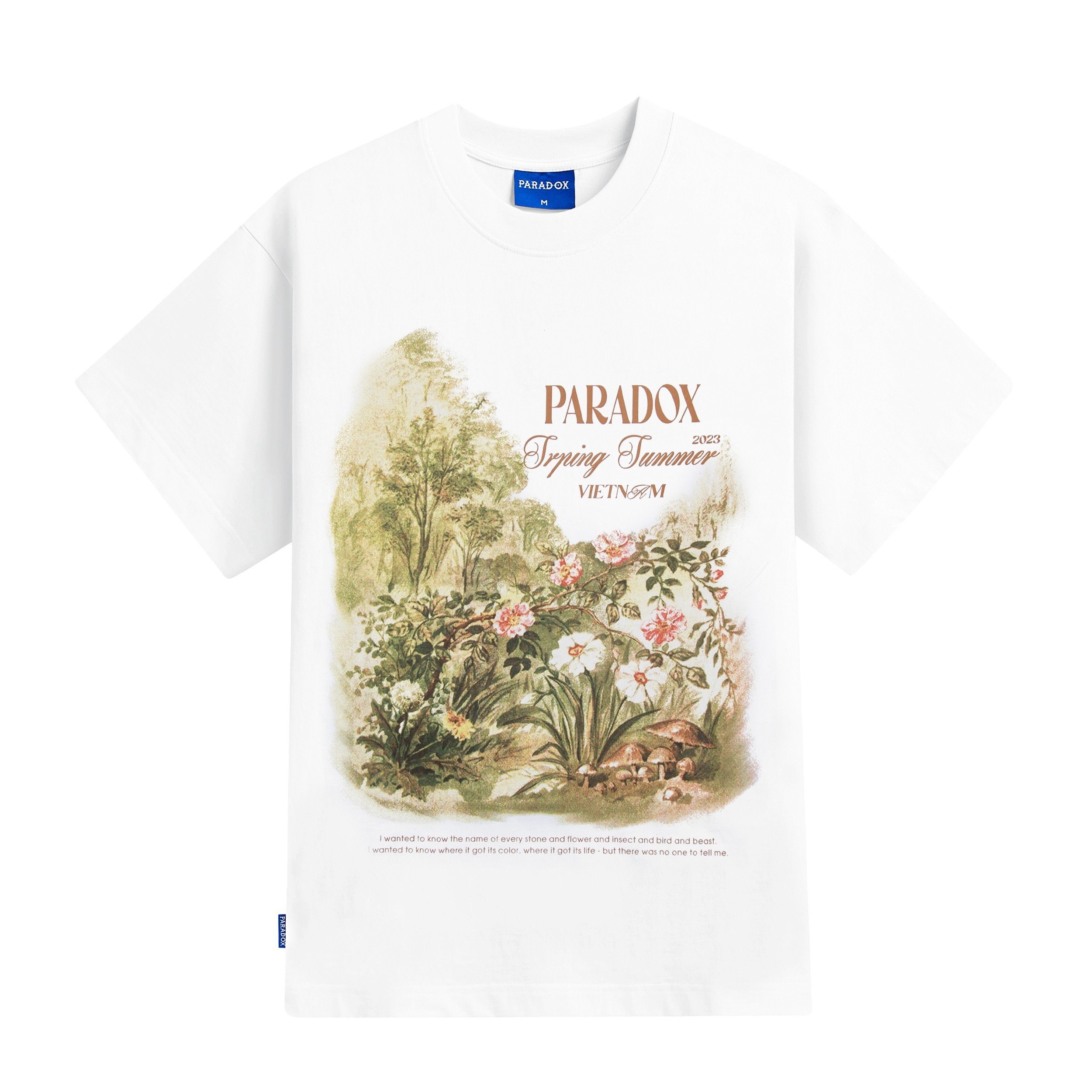 Áo thun form rộng paradox tay lỡ - unisex - in hình - the garden of memories - trắng, đen