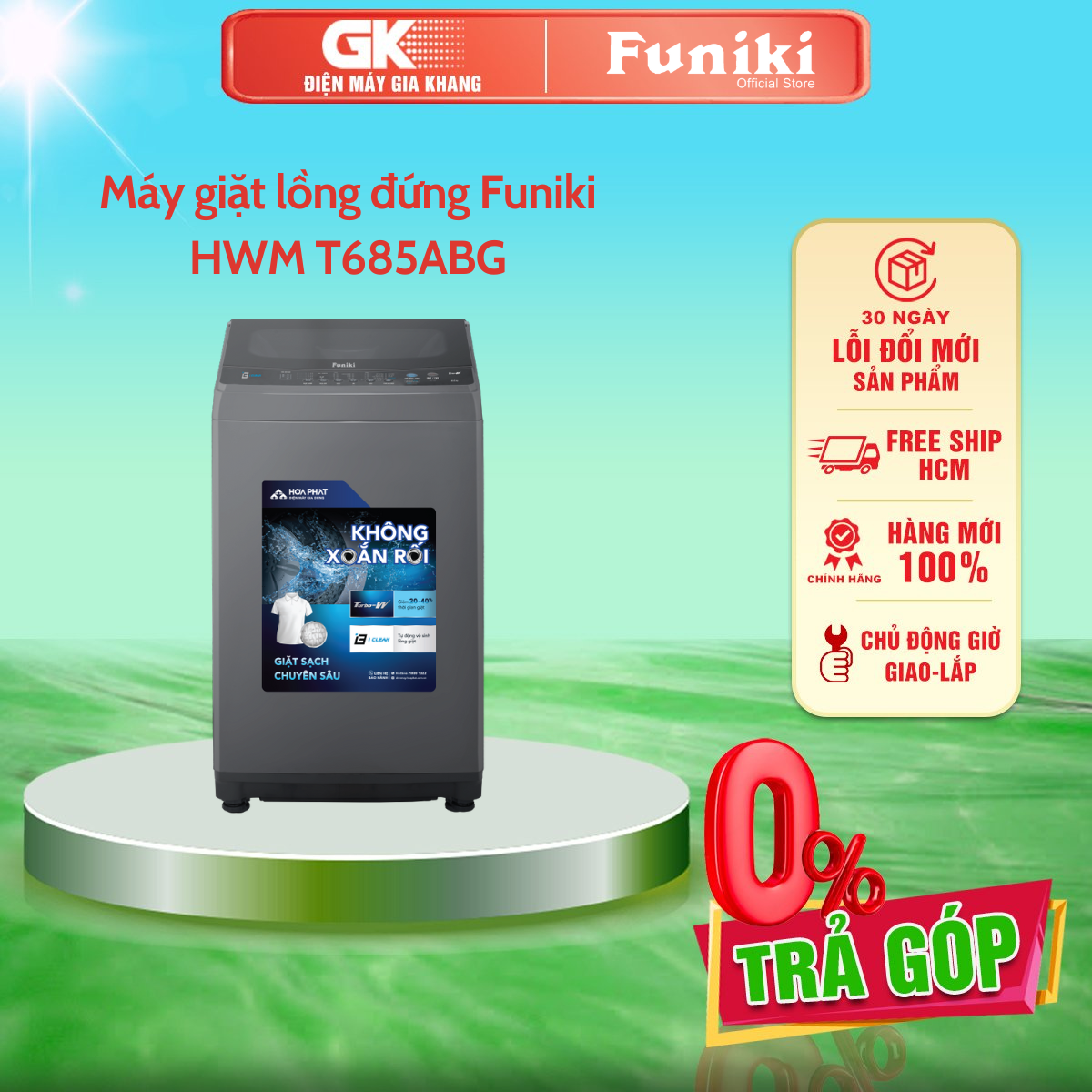 Máy giặt lồng đứng Funiki 8.5 kg HWM T685ABG - GIAO TOÀN QUỐC - FREESHIP HCM