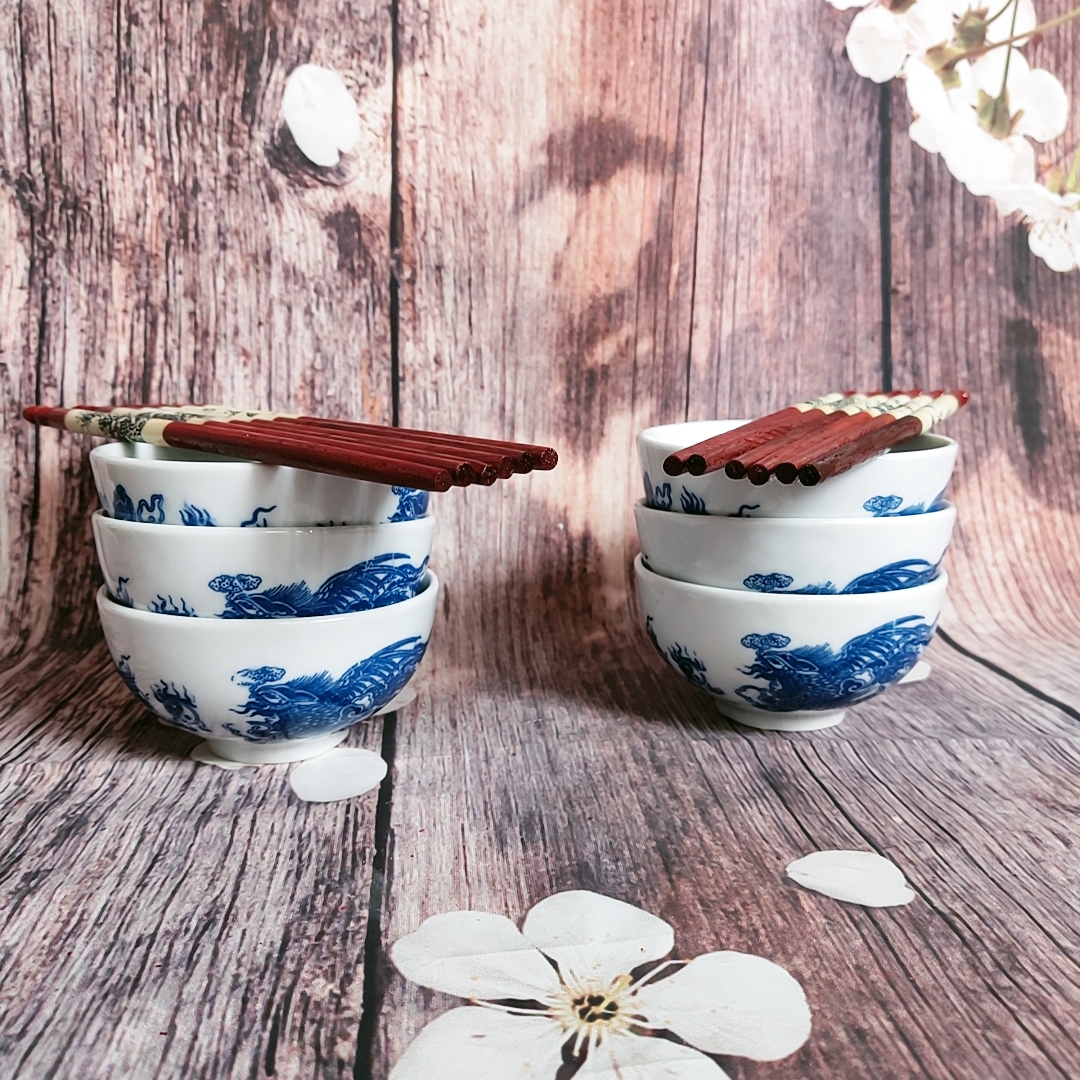 Gốm sứ Bát Tràng - 6 bộ bát đũa thờ loại đẹp
