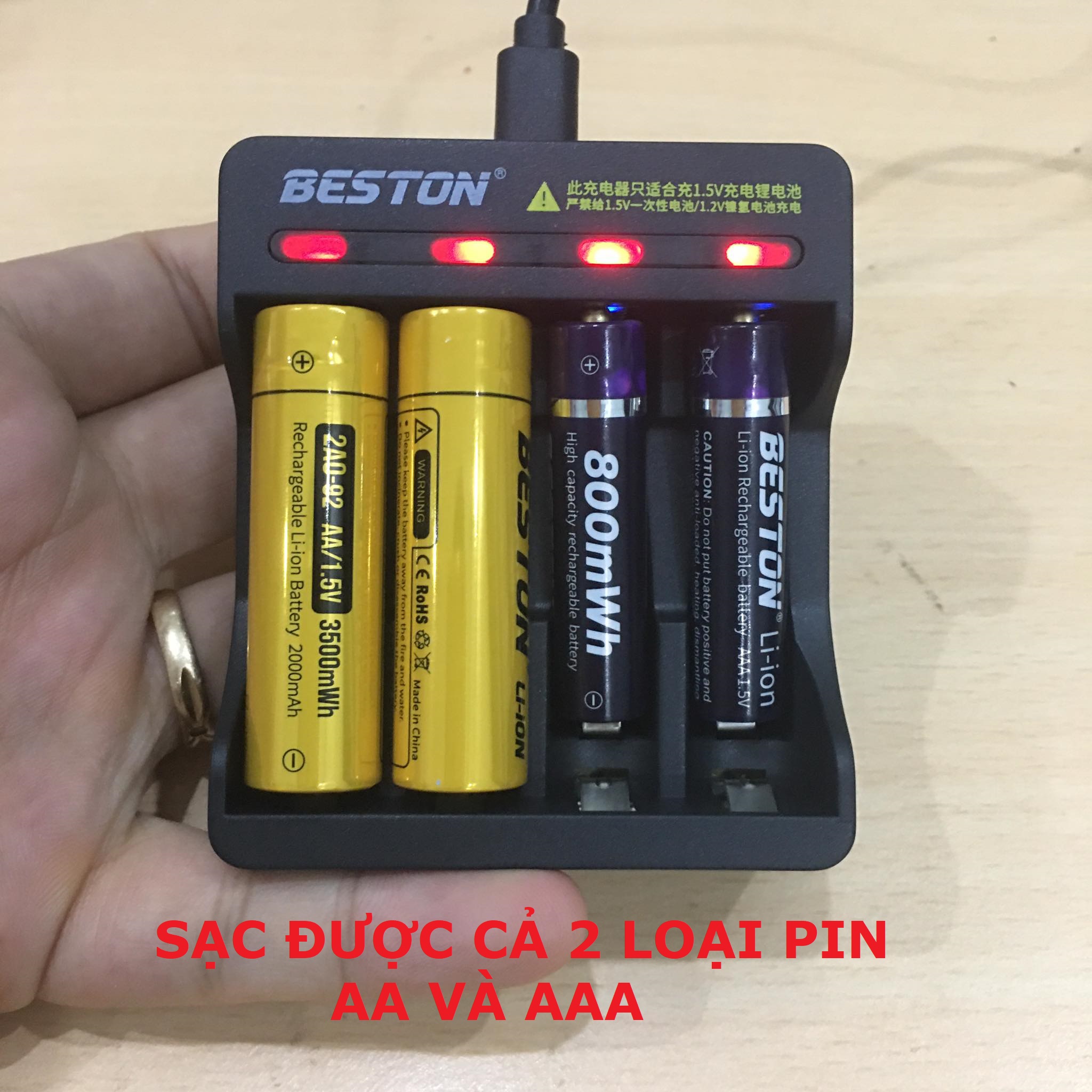 Pin sạc AA AAA Beston chuẩn 1.5V dung lượng cao ,  bộ sạc nhanh M7011 tự ngắt hàng cao cấp có đèn báo khi đầy, Pin chuyên dùng cho micro không dây, máy đo huyết áp, khóa vân tay, đồ chơi, chuột không dây