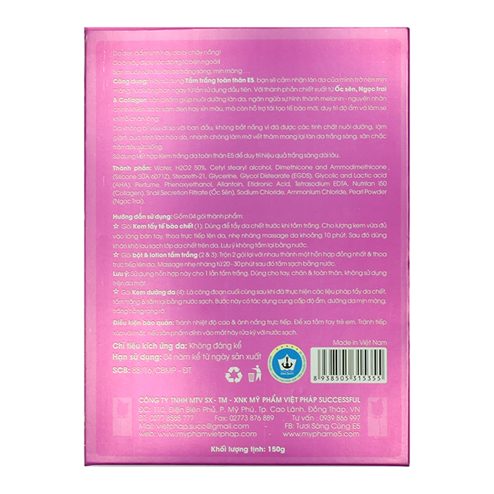 Tắm Trắng Toàn thân E5 3in1