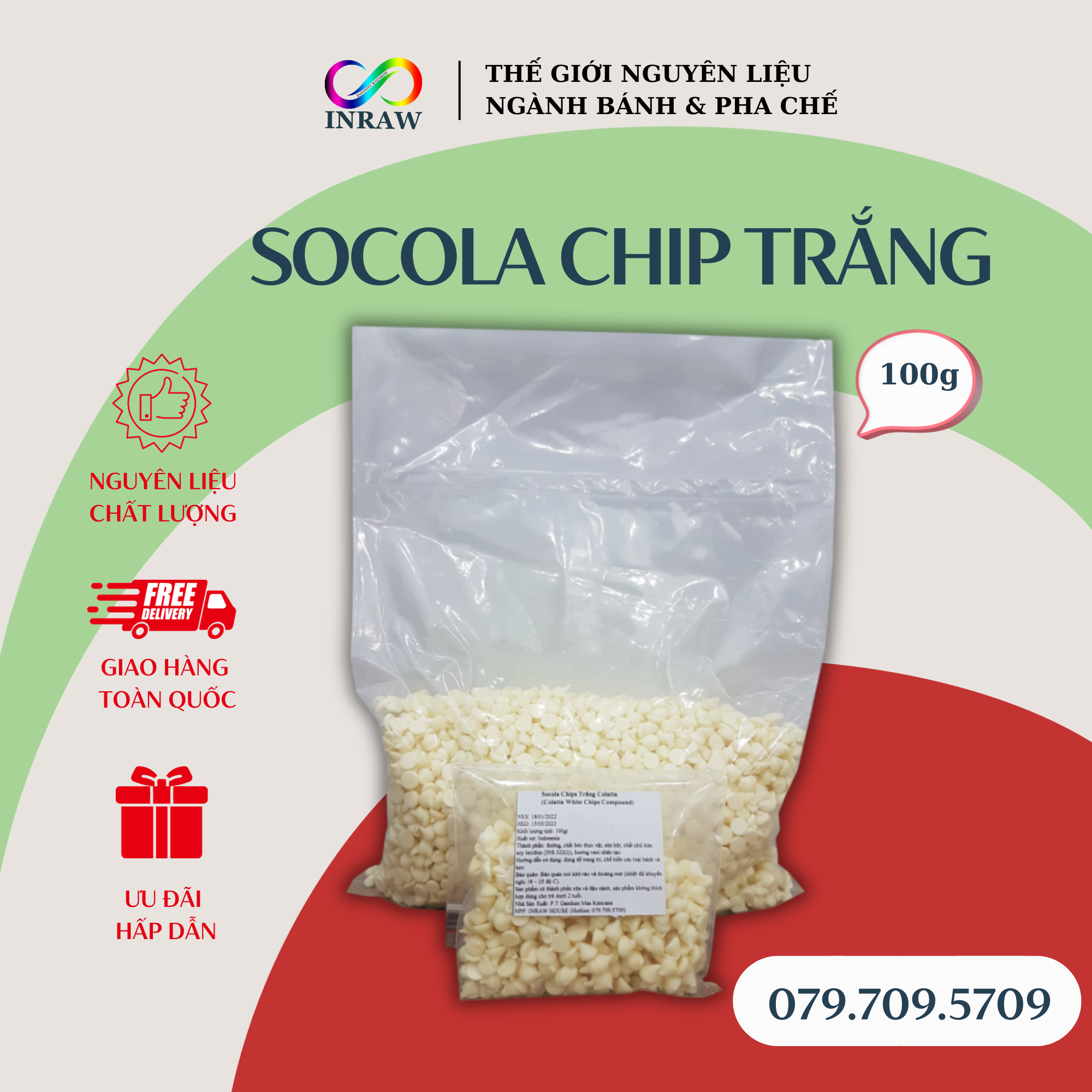 Socola Chip Trắng Colatta 100g