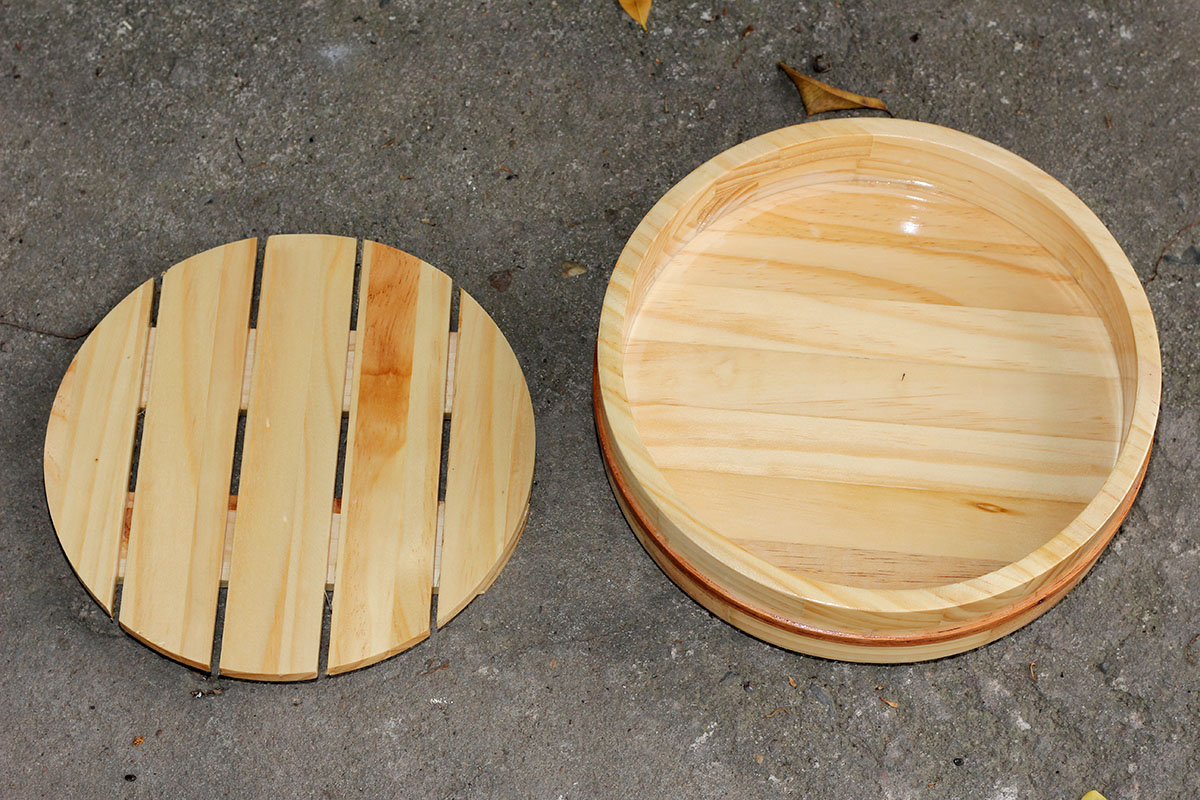 Thố gỗ tròn sushi sashimi 25cm trang trí decor món ăn