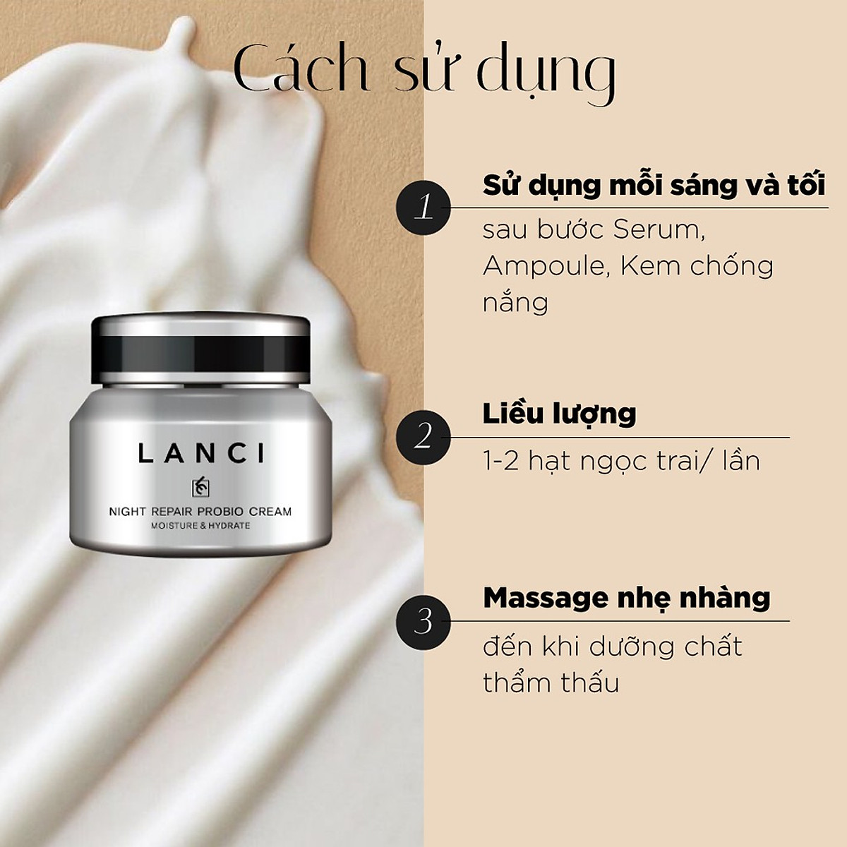 Kem Dưỡng Trắng Phục Hồi Da Lanci - Kem Đêm