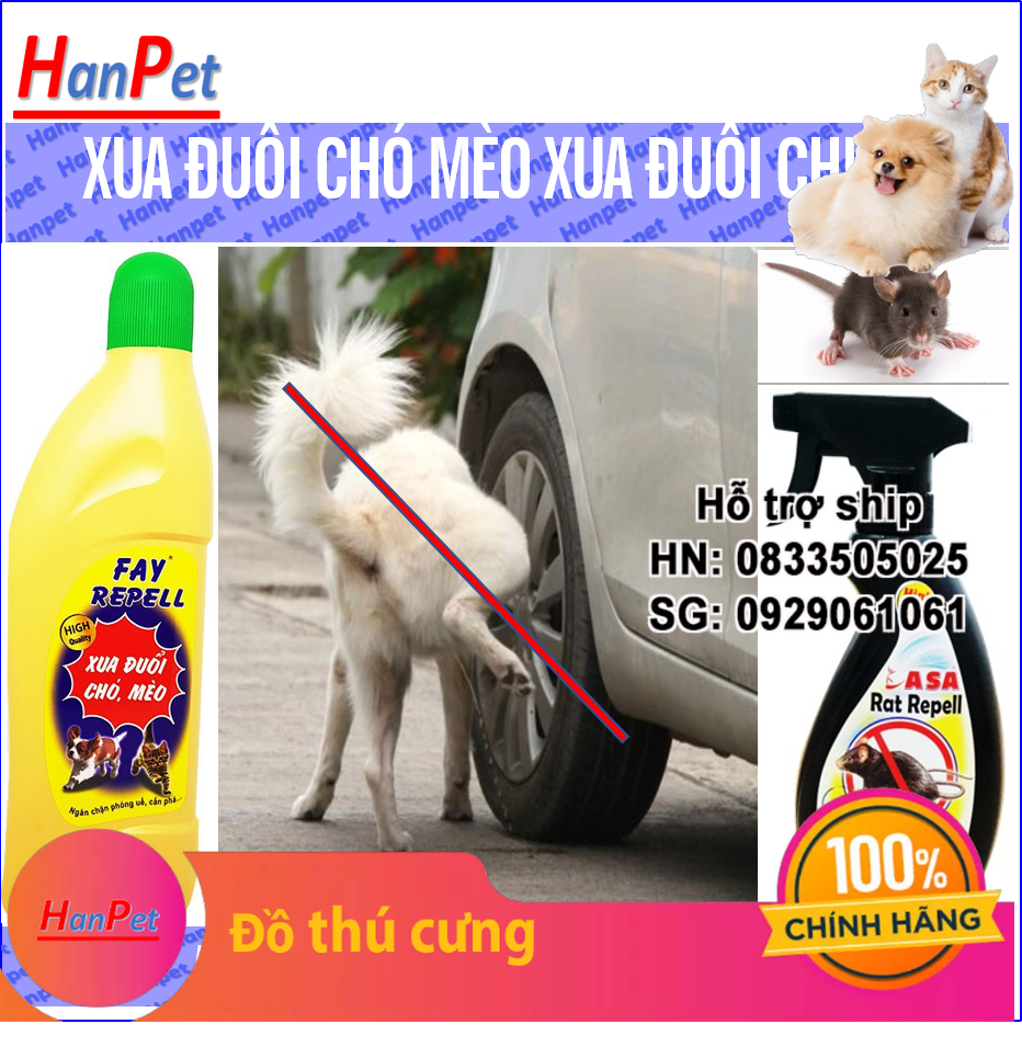Hanpet - Dung Dịch Xua Đuổi Chó Mèo Chống Cắn Phá FAY REPELL / Xịt ngăn chó mèo phóng uế bừa bãi/ xịt khử mùi hôi / ngăn cắn yên xe / chống cắn phá lốp xe