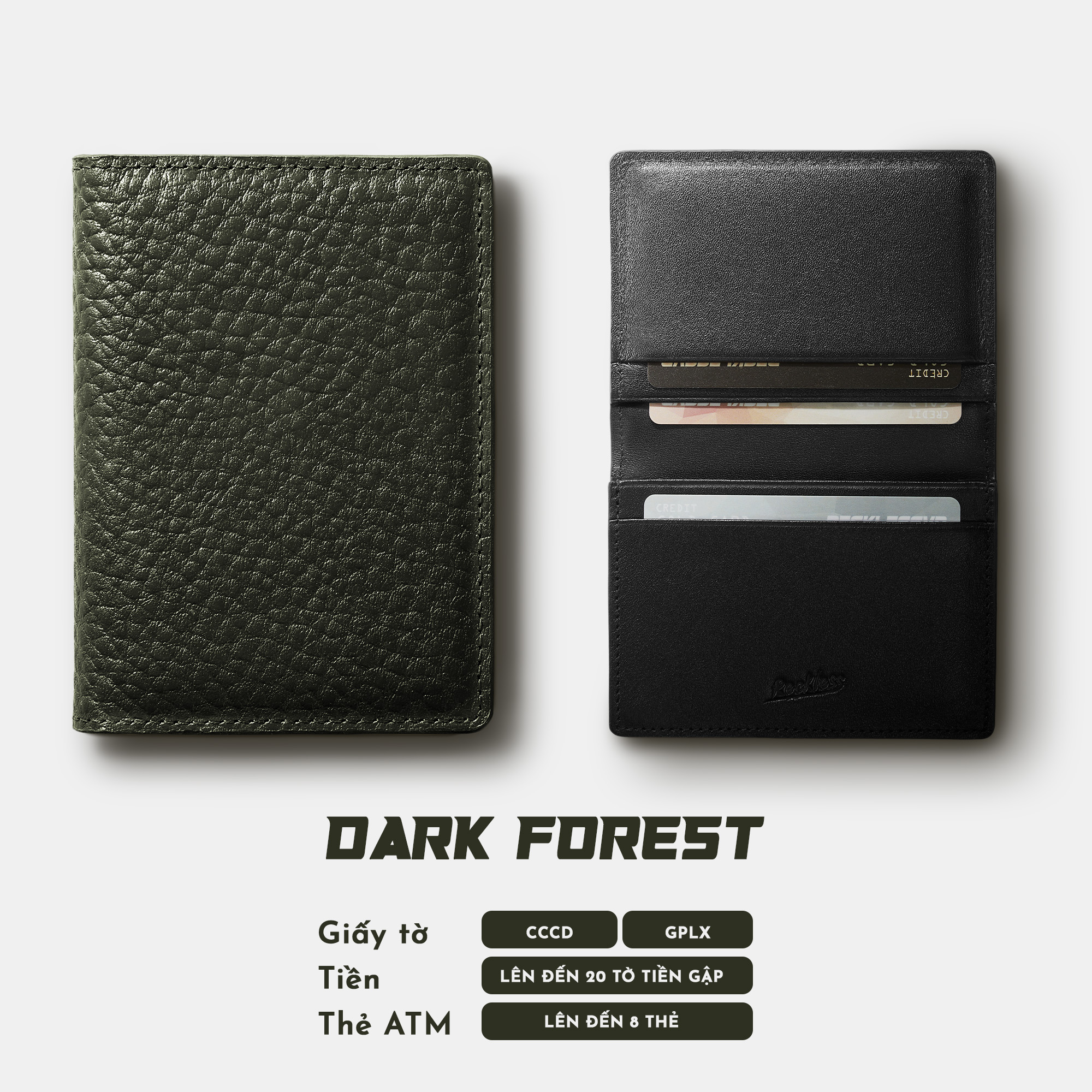 Ví Da Gập Jack Slim Wallet - Da Nappa - 3 Màu Trơn