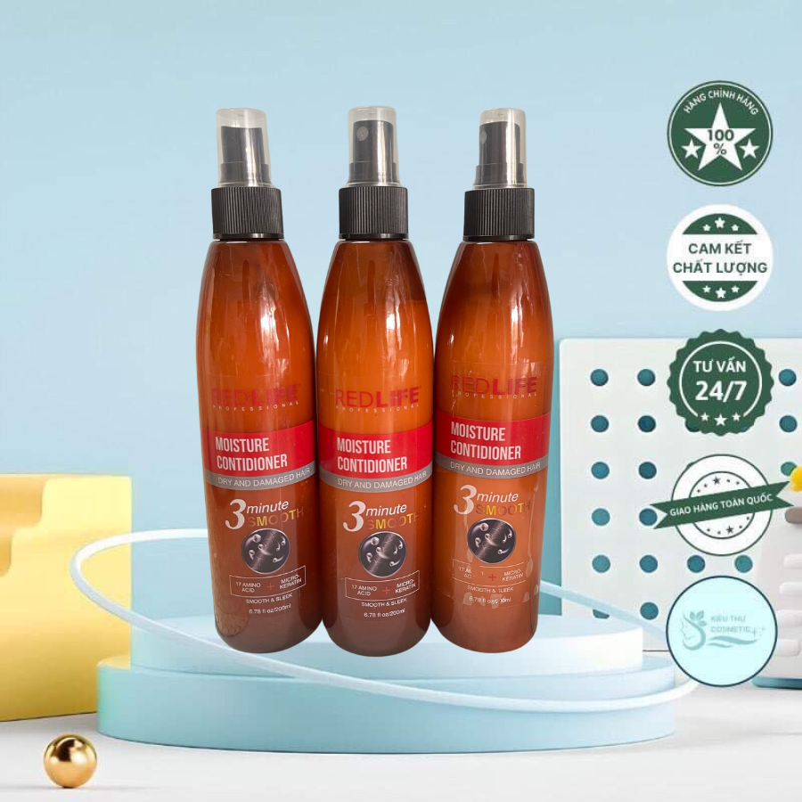 Xịt dưỡng tóc phục hồi keratin hương nước hoa redlife chai 200ml cung cấp keratin phục hồi hư tổn giúp cho sợi tóc suôn khoẻ - hàng chính hãng