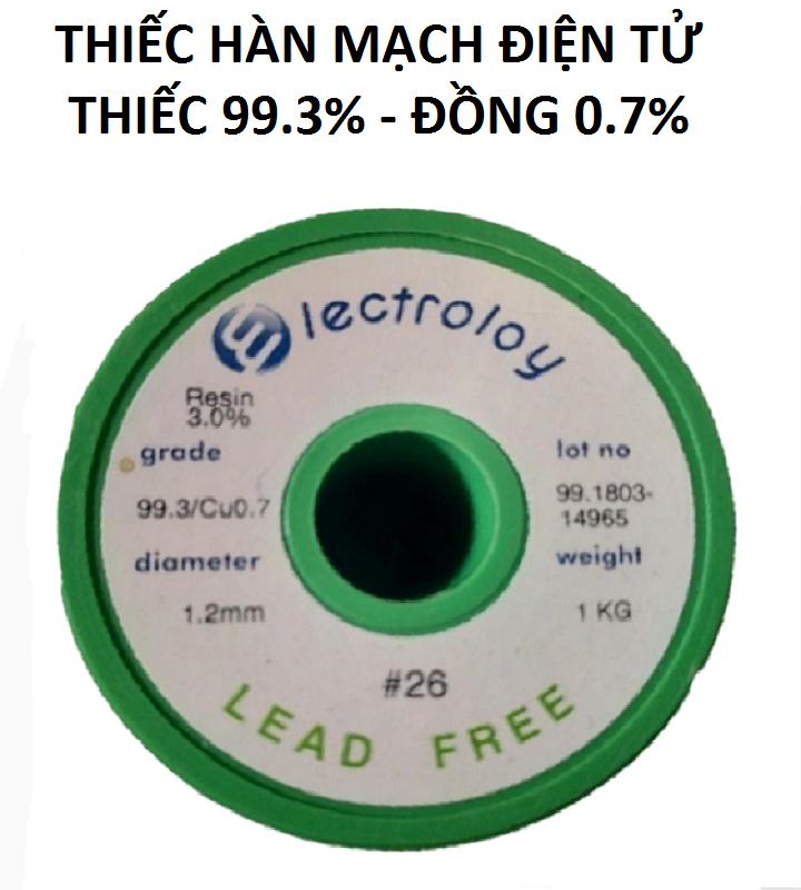 Thiếc Hàn Không Chì ELECTROLOY Thiếc 99.3% Đồng 0.7% [ Thiếc hàn bán lẻ theo mỗi 5 mét | Tặng thêm 5 mét khi mua từ 30 mét trở nên ]