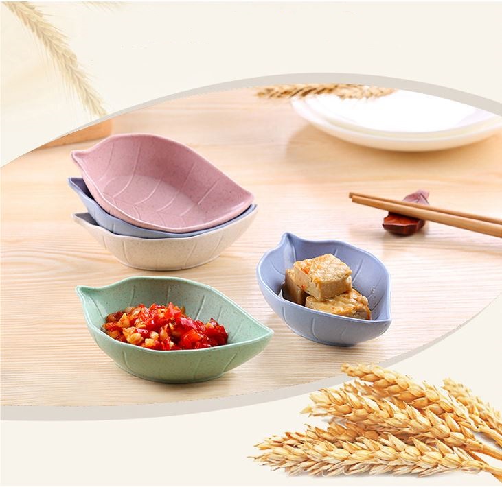 Bát lúa mạch mini hình lá đựng đồ ăn dặm, gia vị, nước chấm