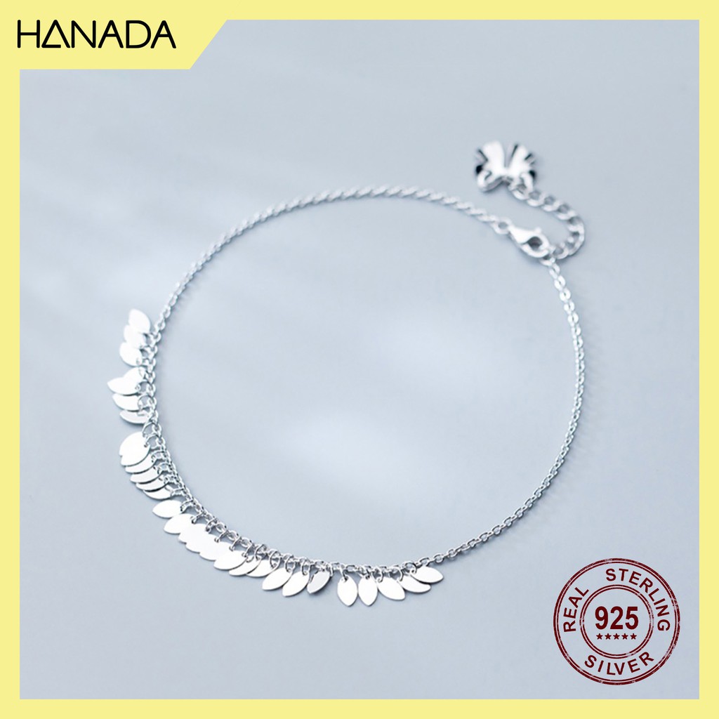 [HCM] Lắc Chân Bạc 925 Hanada  Lá Rớt 0190