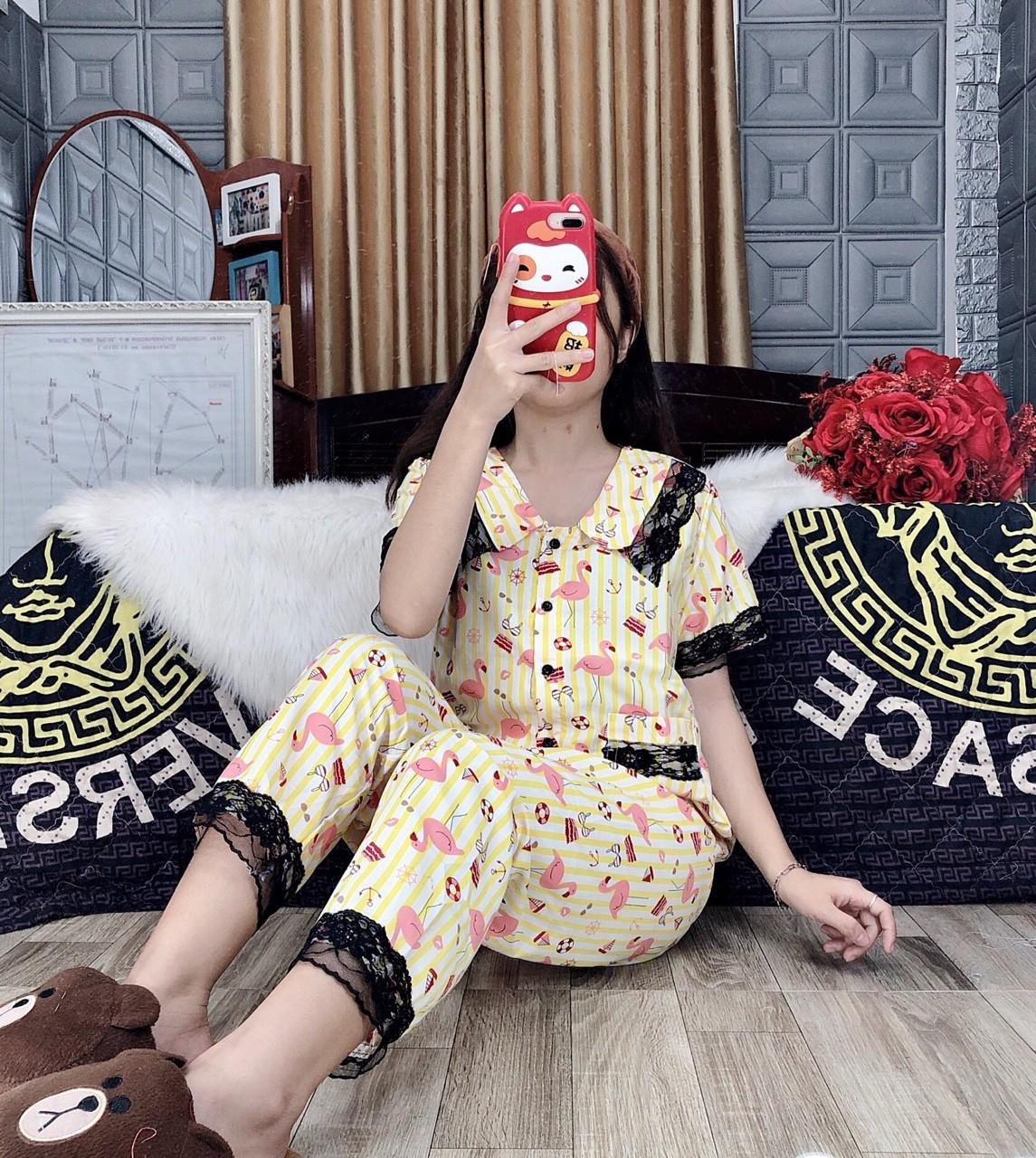 [HCM]Bộ  Pijama mặt ở nhà hình hoa -MTB