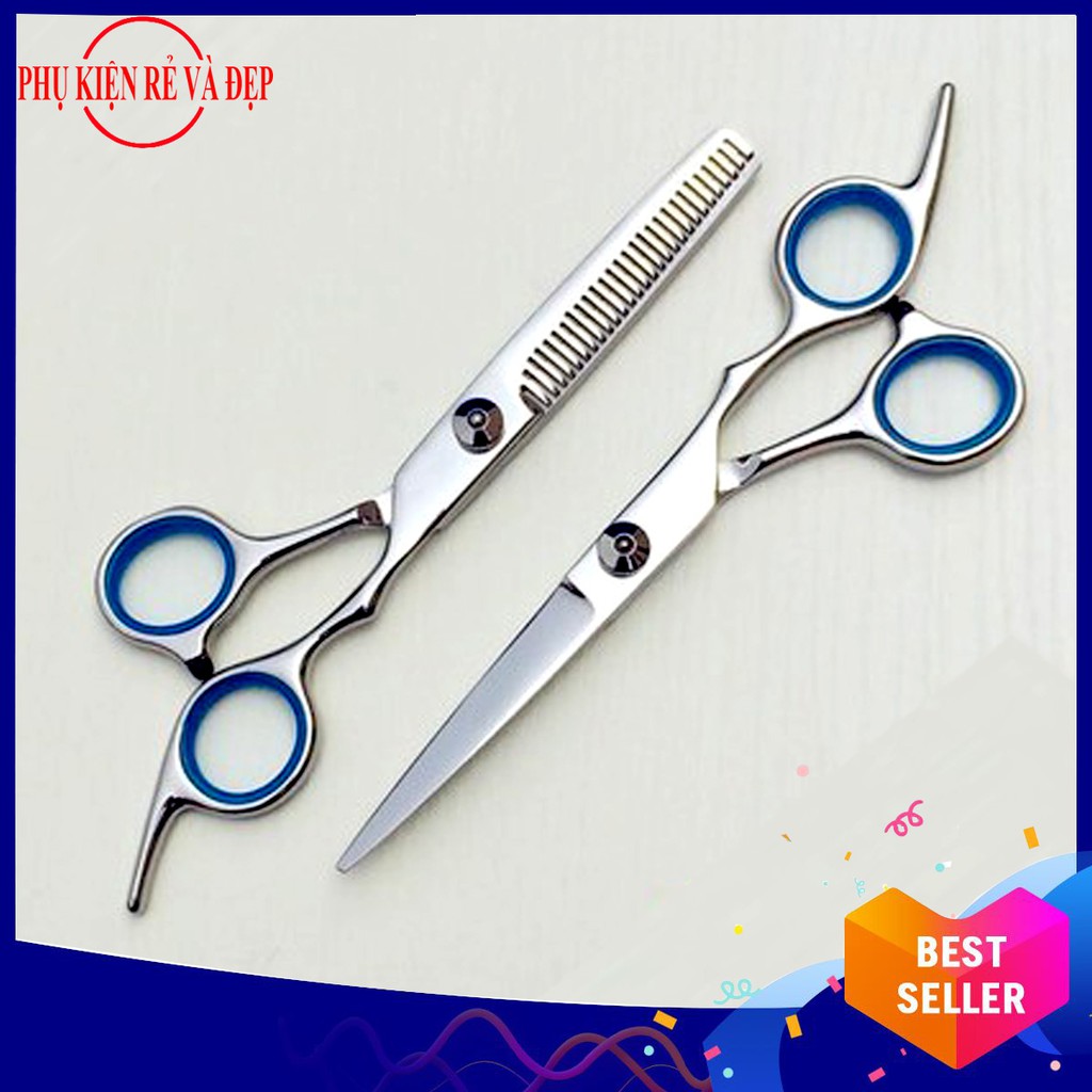 Bộ 2 kéo cắt và tỉa tóc loại tốt (Tay xanh)