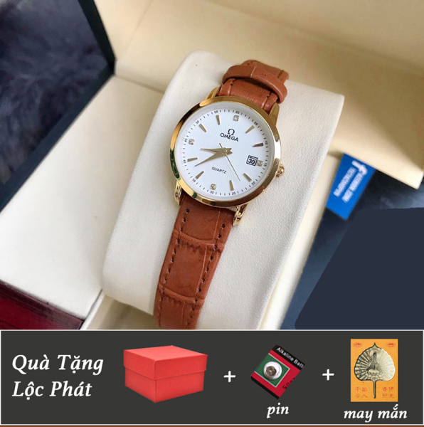 (Có Video) Đồng Hồ Nữ Dây Da Nâu Máy Nhật Mỏng Lịch Ngày, Chống Nước Chống Trầy Xước Tặng Pin, Lá Bồ Đề May Mắn Phong Thuỷ bán chạy