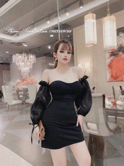 Đầm body cúp ngực phối tay lưới