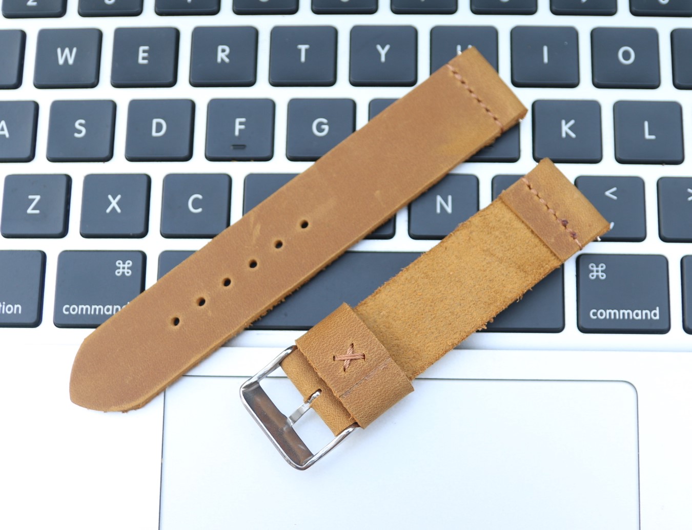 [HCM]Dây đồng hồ da bò sáp handmade Vàng cát cực bụi