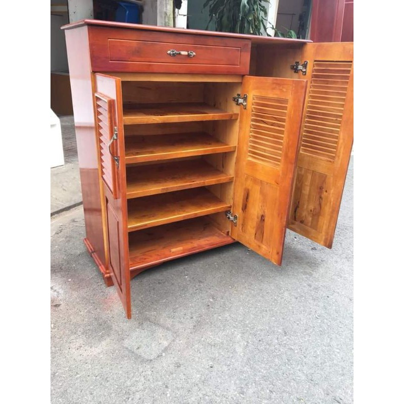 TỦ GIÀY GỖ CAO SU 1M 3 CÁNH