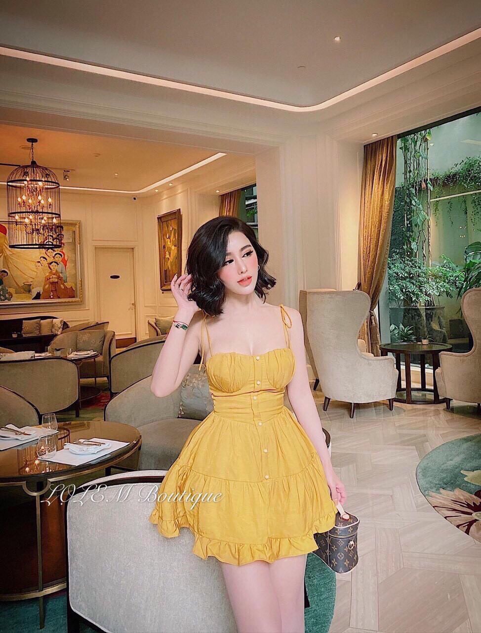 Đầm tầng hai dây cột nơ vai siêu xinh