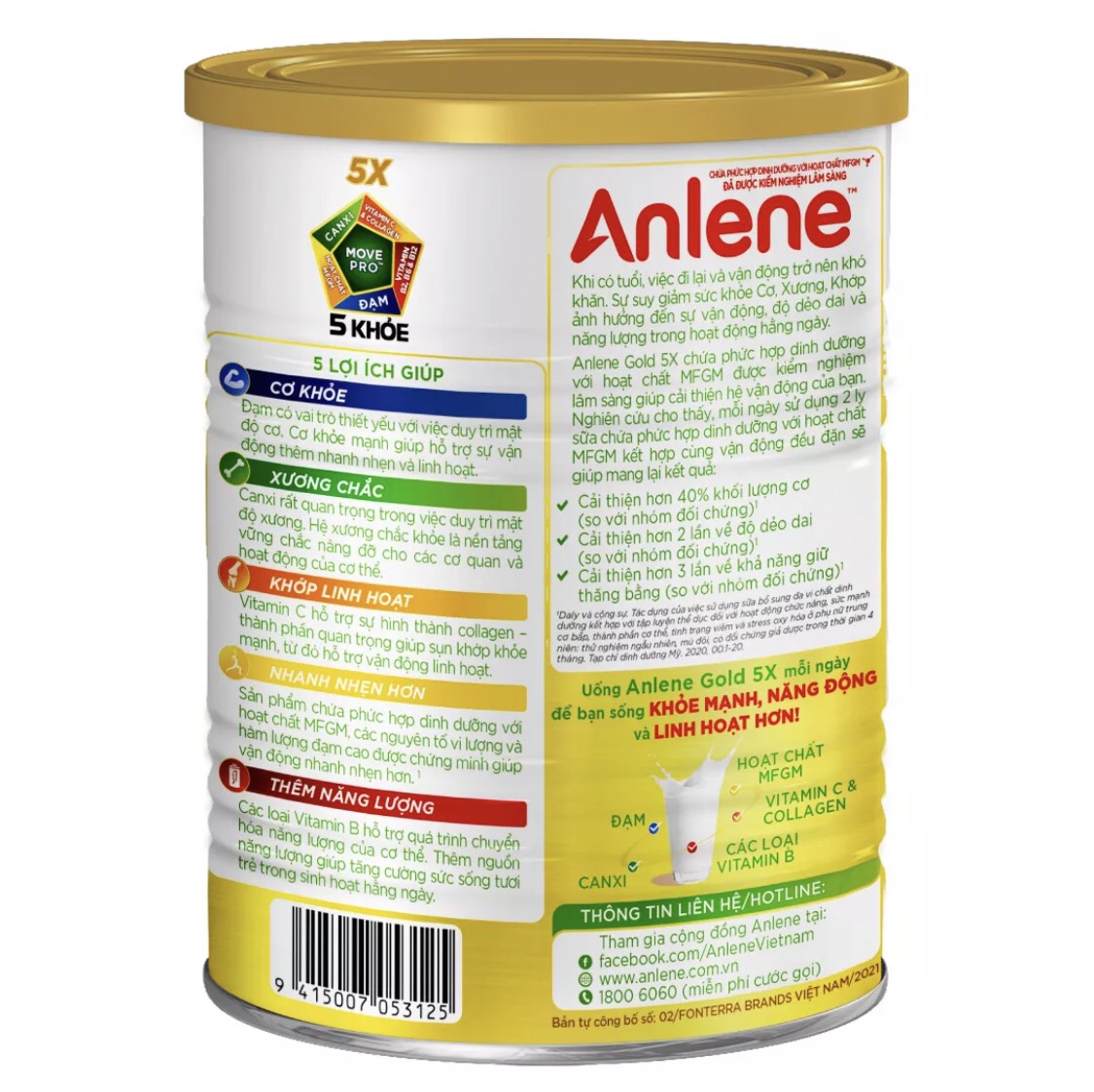 (HSD T10-2025) Sữa Bột Anlene Gold 5X hương vani - Lon 400g