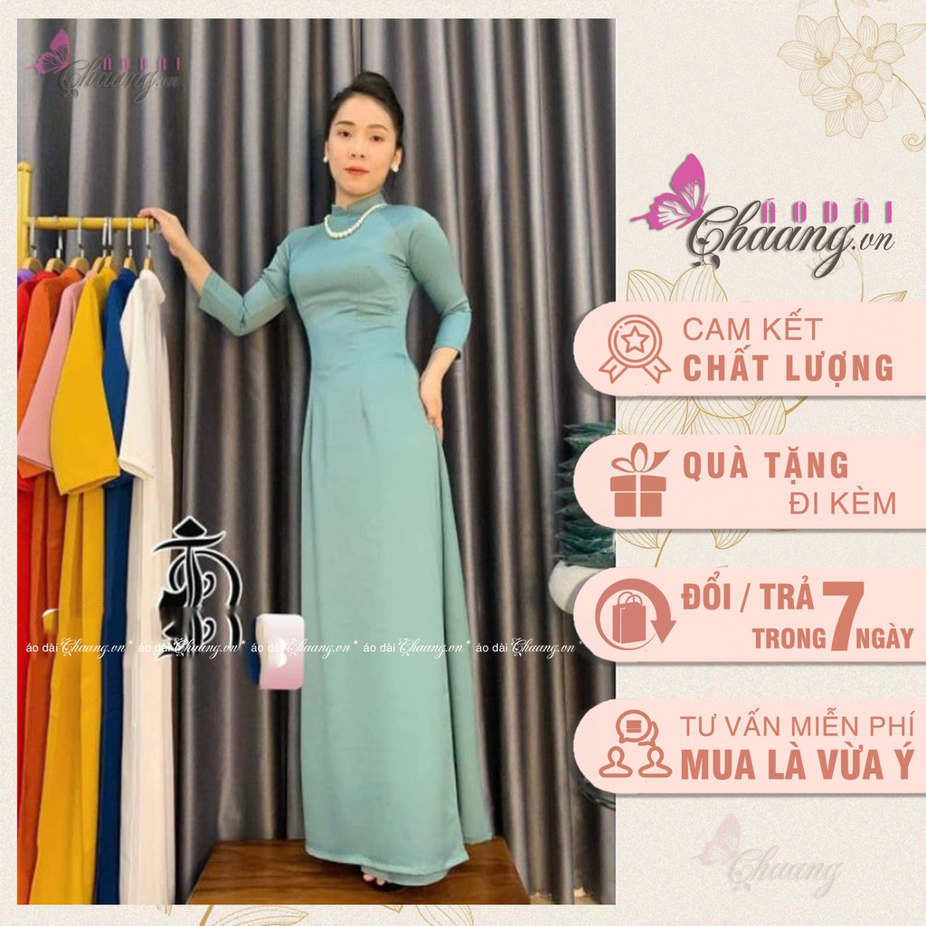 Áo dài lụa trơn tô châu_Chaang_May sẵn áo dài truyền thống cao cấp, tay lỡ