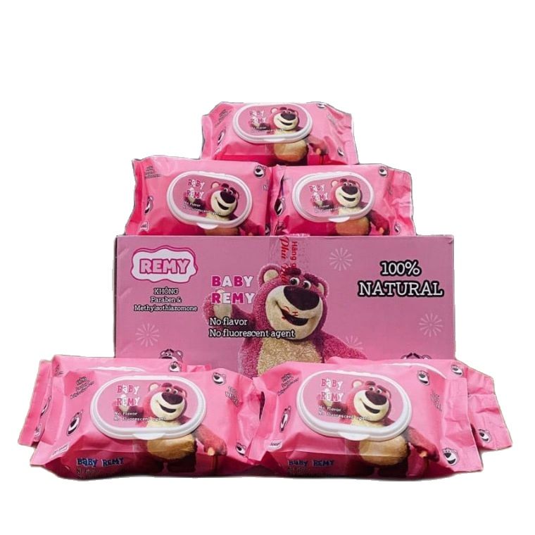 Hỏa tốc combo 5 gói khăn giấy ướt gấu dâu siêu hot, mỗi gói 120 tờ