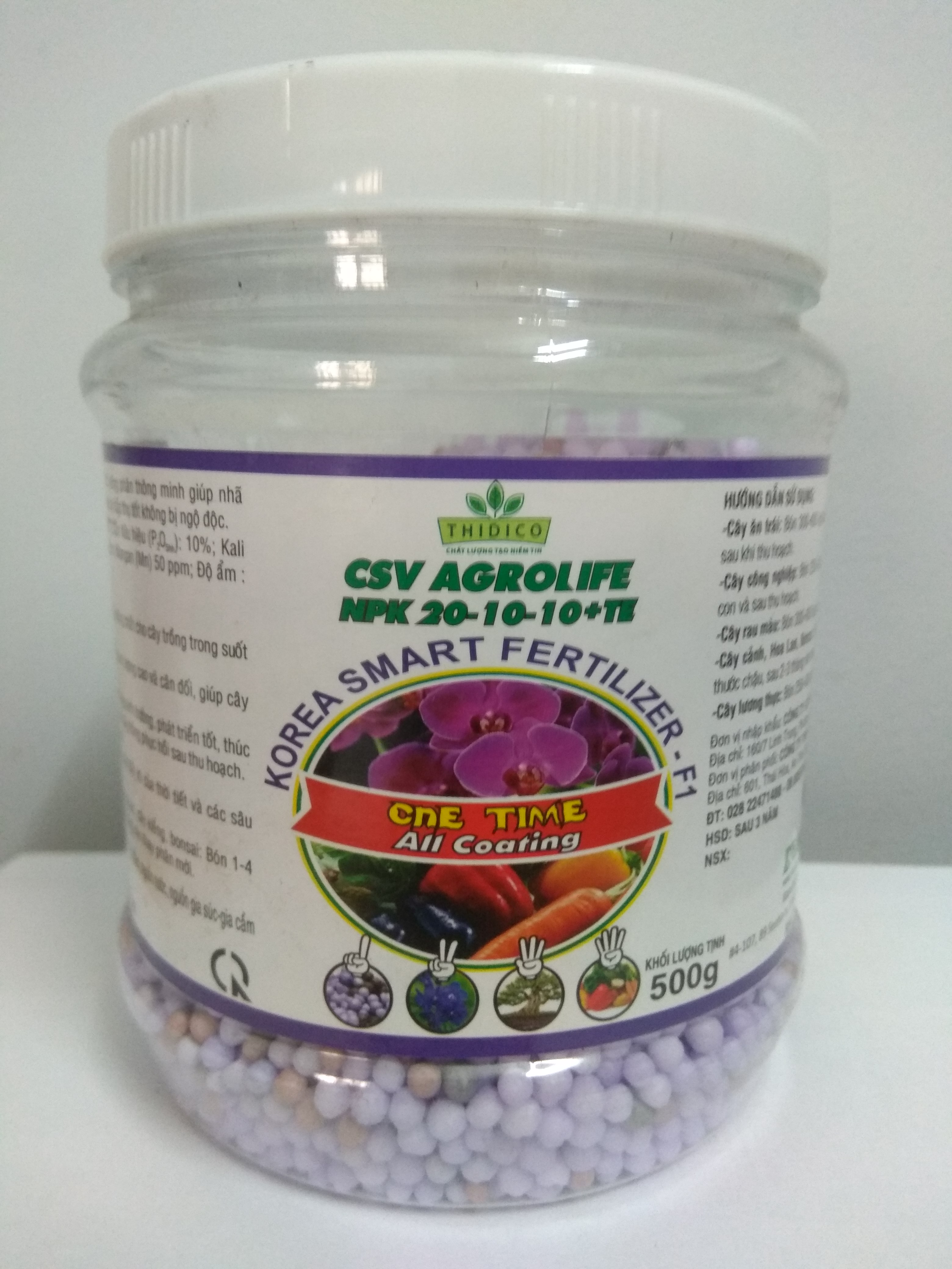 [HCM]Phân tan chậm thông minh Hàn Quốc NPK 20-10-10+TE - chai 500 gram