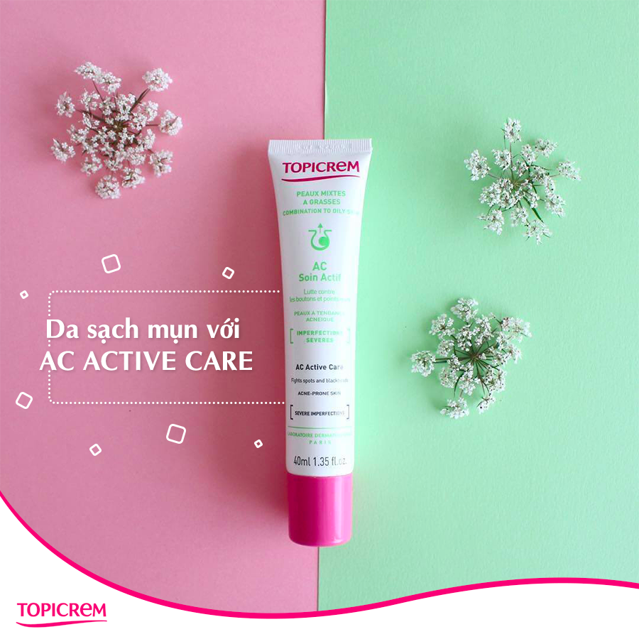 Kem dưỡng TOPICREM AC Active Care [40ml] giảm mụn cho da dầu mụn